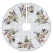 クリスマスウォーターカラーファームハウスBOHO格言 ブラッシュドポリエステルツリースカート (正面)