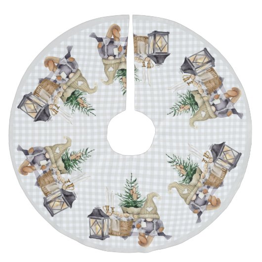 クリスマスウォーターカラーファームハウスBOHO格言 ブラッシュドポリエステルツリースカート (正面)