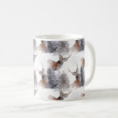 クリスマスウォーターカラーフォレストディアパターン コーヒーマグカップ (正面右)