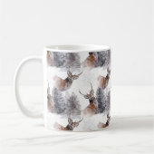 クリスマスウォーターカラーフォレストディアパターン コーヒーマグカップ (左)