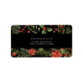 クリスマスウォーターカラーフローラファミリーアドレス ラベル (正面)