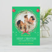 クリスマスウォーターカラーフローラフォトコラージュホリデー 招待状 (スタンド正面)