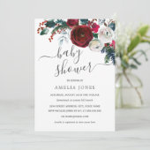 クリスマスウォーターカラーフローラベビーシャワー 招待状 (スタンド正面)