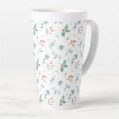 クリスマスウォーターカラーフローラホリデー伝統的 カフェラテマグ (右アングル)