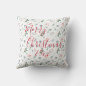 クリスマスウォーターカラーフローラホリデー伝統的 クッション (裏面)