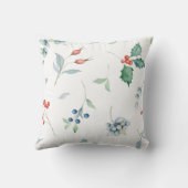 クリスマスウォーターカラーフローラホリデー伝統的 クッション (裏面)