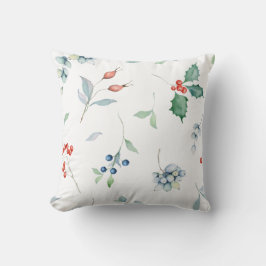 クリスマスウォーターカラーフローラホリデー伝統的 クッション
