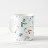 クリスマスウォーターカラーフローラホリデー伝統的 コーヒーマグカップ (正面左)