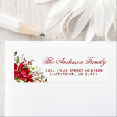 クリスマスウォーターカラーフローラポインセチア赤 ラベル (インサイチュ)