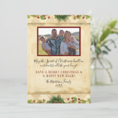 クリスマスウォーターカラーフローラマグノリアパインリース シーズンカード (スタンド正面)