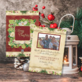 クリスマスウォーターカラーフローラマグノリアパインリース シーズンカード