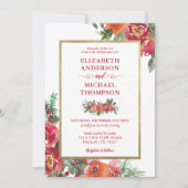 クリスマスウォーターカラーフローラ冬の結婚式 招待状 (正面)