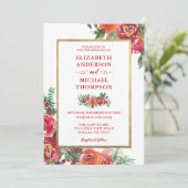 クリスマスウォーターカラーフローラ冬の結婚式 招待状 (スタンド正面)