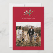 クリスマスウォーターカラーフローラ5枚フォトコラージュ シーズンカード (正面)