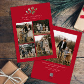 クリスマスウォーターカラーフローラ5枚フォトコラージュ シーズンカード