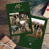 クリスマスウォーターカラーフローラ5枚フォトコラージュ シーズンカード