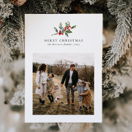 クリスマスウォーターカラーフローラ5枚フォトコラージュ シーズンカード