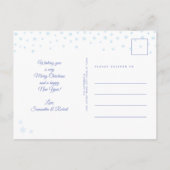 クリスマスウォーターカラーブルーグリーンレッド（鳥）ショウジョウコウカンチョウバード シーズンポストカード (裏面)