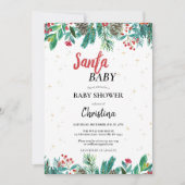 クリスマスウォーターカラーベビーシャワー 招待状 (正面)