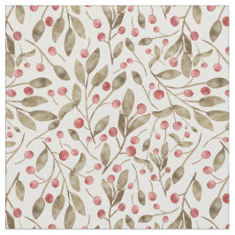 クリスマスウォーターカラーベリーと植物学 ファブリック