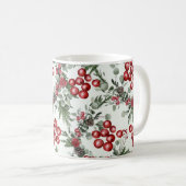 クリスマスウォーターカラーベリーパターン コーヒーマグカップ (正面右)