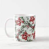 クリスマスウォーターカラーベリーパターン コーヒーマグカップ (左)