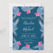 クリスマスウォーターカラーベリーブルーボタニカル結婚ズ 招待状 (正面)