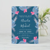 クリスマスウォーターカラーベリーブルーボタニカル結婚ズ 招待状 (スタンド正面)
