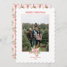 クリスマスウォーターカラーベリー&ホリー招待状