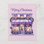 クリスマスウォーターカラーベーカリーを追加文字休日 シーズンポストカード (正面)