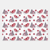 クリスマスウォーターカラーペンギンスリーツリー ラッピングペーパーシート (正面2)