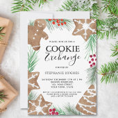 クリスマスウォーターカラーホリデークッキー交換パーティー 招待状