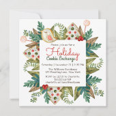 クリスマスウォーターカラーホリデークッキー交換 招待状 (正面)