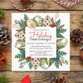 クリスマスウォーターカラーホリデークッキー交換 招待状