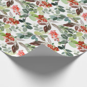クリスマスウォーターカラーホリーベリーブランチ ラッピングペーパー (角)