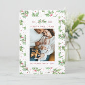 クリスマスウォーターカラーホリーベリーホリデーカード (スタンド正面)