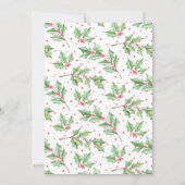 クリスマスウォーターカラーホリーベリーホリデーカード (裏面)