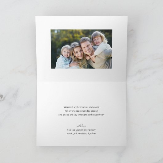 クリスマスウォーターカラーホリーリースフォトグリーティング シーズンカード (内部)