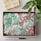 クリスマスウォーターカラーホリー赤い緑のスクリプメリート 薄葉紙 (ギフト)