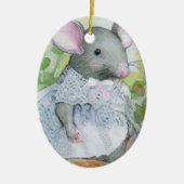 クリスマスウォーターカラーマウス セラミックオーナメント (正面)