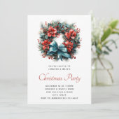 クリスマスウォーターカラーリースとホリーパーティー 招待状 (スタンド正面)