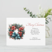 クリスマスウォーターカラーリースとホリー シーズンカード (スタンド正面)