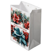 クリスマスウォーターカラーリースとホリー ミディアムペーパーバッグ (正面アングル)