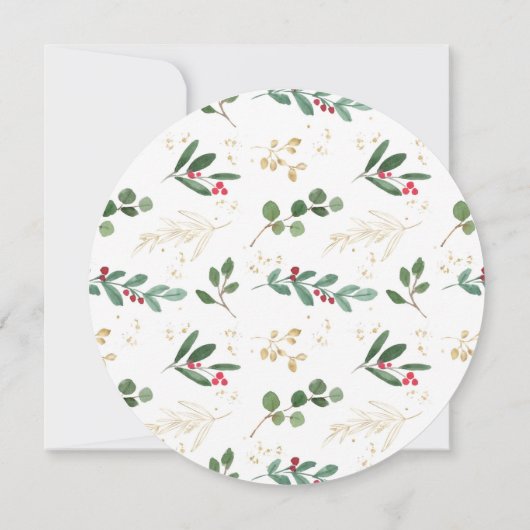 クリスマスウォーターカラーリースベビーシャワーブランチ 招待状 (裏面)