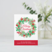 クリスマスウォーターカラーリースムービング シーズンポストカード (スタンド正面)