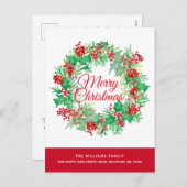 クリスマスウォーターカラーリースムービング シーズンポストカード (正面/裏面)