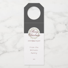 クリスマスウォーターカラーリース炭白黒 ボトルネックタグ