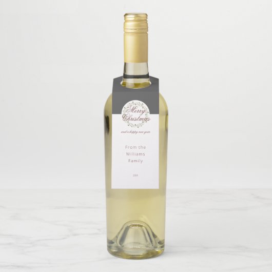 クリスマスウォーターカラーリース炭白黒 ボトルネックタグ (ボトル)