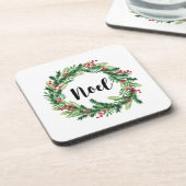 クリスマスウォーターカラーリース コースター (左側)