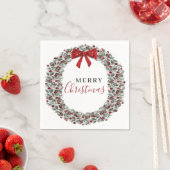 クリスマスウォーターカラーリース スタンダードカクテルナプキン (インサイチュ)